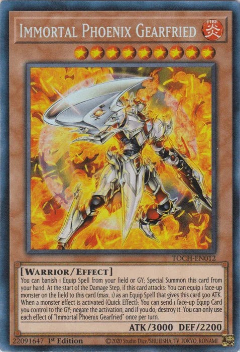 1st Edition, Collector's Rare, Effect Monster, Fire, Toon Chaos, Unlimited, Warrior Immortal Phoenix Gearfried [TOCH-EN012] Collector's Rare - Trading Card World
