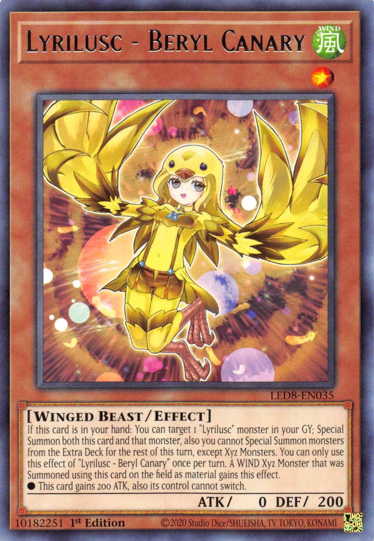 1st Edition, Effect Monster, Legendary Duelists: Synchro Storm, Rare, Wind, Winged Beast Lyrilusc - Beryl Canary [LED8-EN035] Rare - Trading Card World