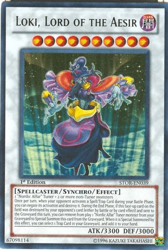 1st Edition, Dark, Spellcaster, Storm of Ragnarok, Synchro/Effect Monster, Ultra Rare, Unlimited Loki, Lord of the Aesir [STOR-EN039] Ultra Rare - Trading Card World