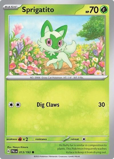 013, Common, Grass, Scarlet & Violet: Paldea Evolved Sprigatito (013/193) (Theme Deck Exclusive) [Scarlet & Violet: Paldea Evolved] - Trading Card World