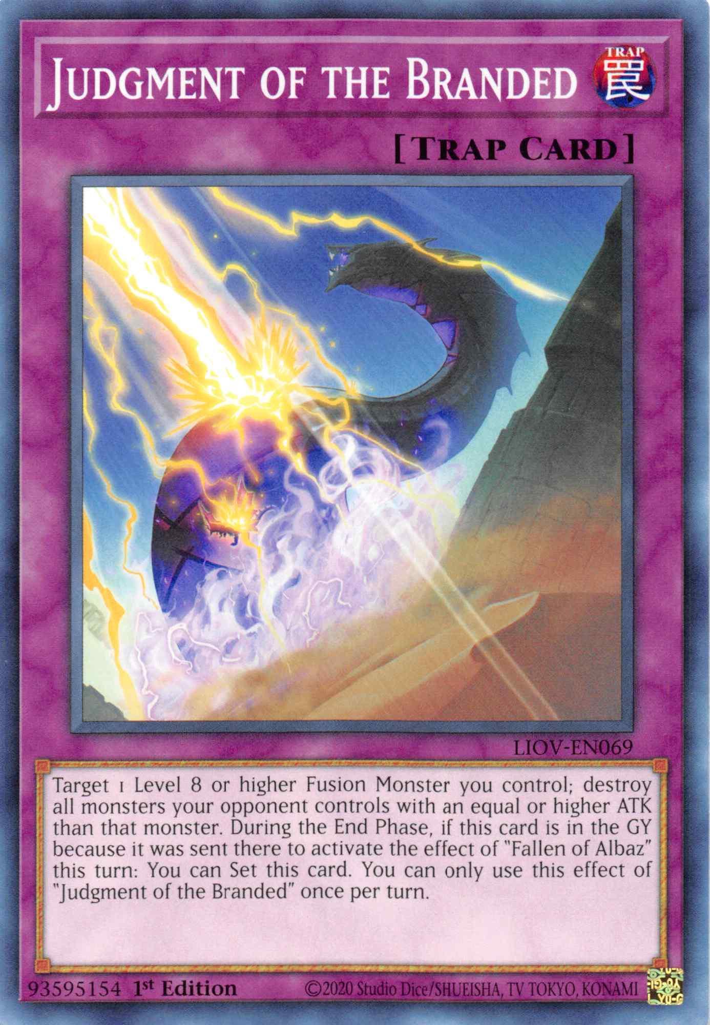 1st Edition, Common, Lightning Overdrive, Normal Trap, Trap Judgment of the Branded [LIOV-EN069] Common - Trading Card World