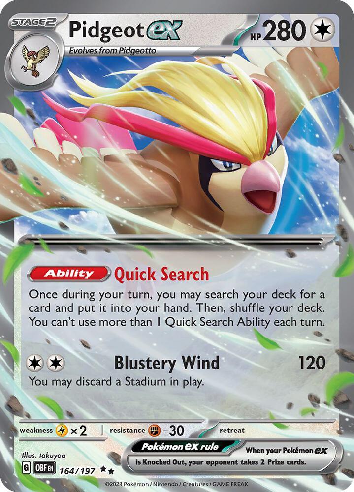 Scarlet & Violet: Obsidian Flames Pidgeot ex (164/197) [Scarlet & Violet: Obsidian Flames] - Trading Card World