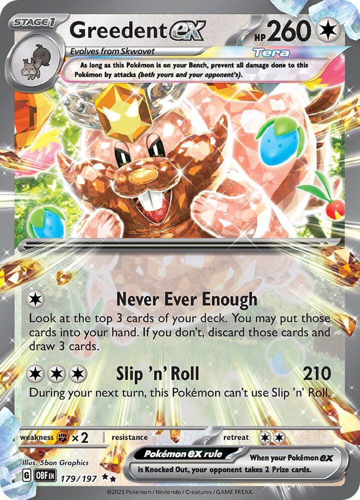 Scarlet & Violet: Obsidian Flames Greedent ex (179/197) [Scarlet & Violet: Obsidian Flames] - Trading Card World