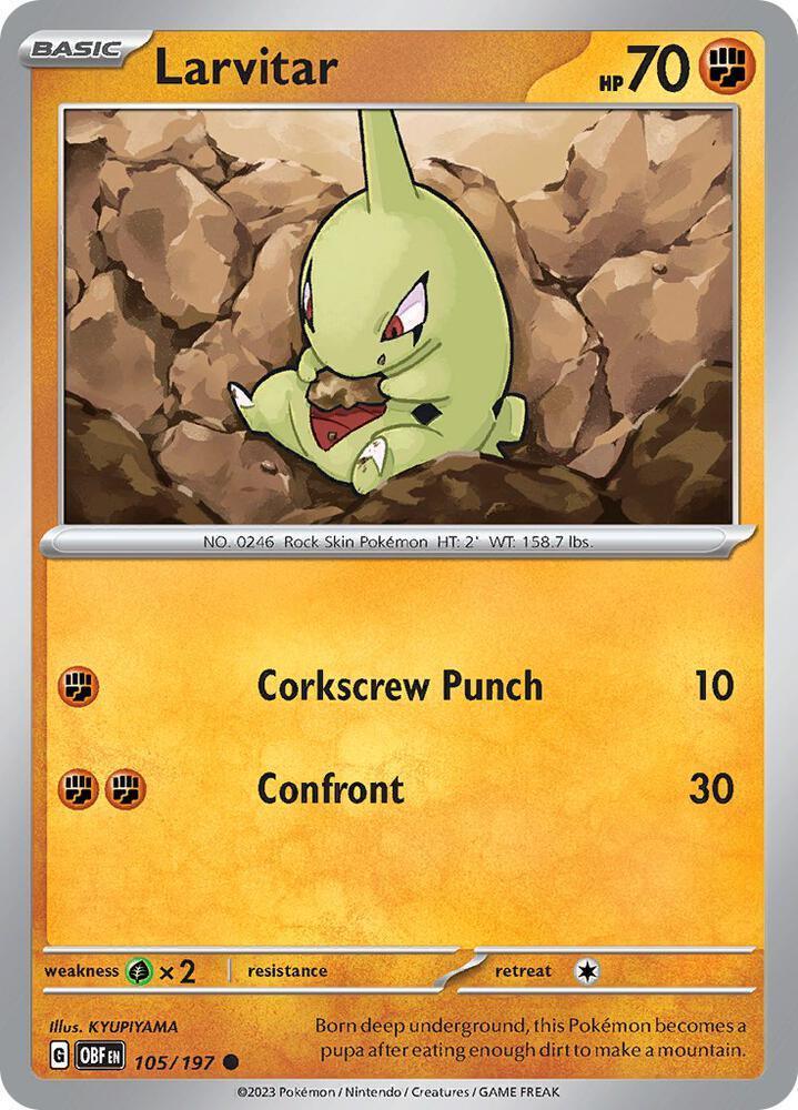Scarlet & Violet: Obsidian Flames Larvitar (105/197) [Scarlet & Violet: Obsidian Flames] - Trading Card World