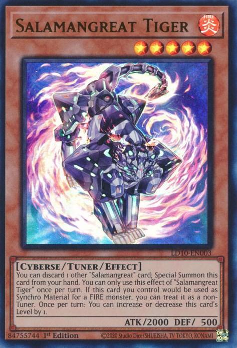 1st Edition, Cyberse, Fire, Legendary Duelists: Soulburning Volcano, Tuner/Effect Monster, Ultra Rare Salamangreat Tiger [LD10-EN003] Ultra Rare - Trading Card World
