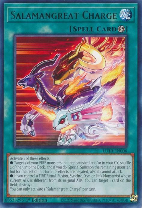 1st Edition, Legendary Duelists: Soulburning Volcano, Quick-Play Spell, Rare, Spell Salamangreat Charge [LD10-EN006] Rare - Trading Card World