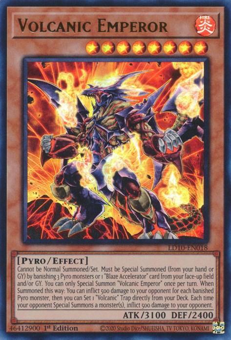 1st Edition, Effect Monster, Fire, Legendary Duelists: Soulburning Volcano, Pyro, Ultra Rare Volcanic Emperor [LD10-EN018] Ultra Rare - Trading Card World