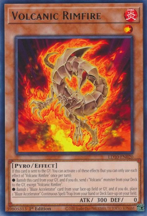 1st Edition, Effect Monster, Fire, Legendary Duelists: Soulburning Volcano, Pyro, Rare Volcanic Rimfire [LD10-EN020] Rare - Trading Card World