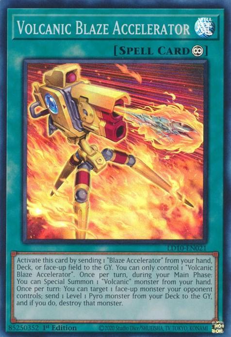 1st Edition, Continuous Spell, Legendary Duelists: Soulburning Volcano, Spell, Super Rare Volcanic Blaze Accelerator [LD10-EN021] Super Rare - Trading Card World