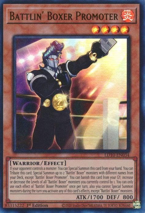 1st Edition, Effect Monster, Fire, Legendary Duelists: Soulburning Volcano, Ultra Rare, Warrior Battlin' Boxer Promoter [LD10-EN034] Ultra Rare - Trading Card World