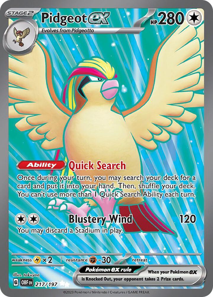 Scarlet & Violet: Obsidian Flames Pidgeot ex (217/197) [Scarlet & Violet: Obsidian Flames] - Trading Card World