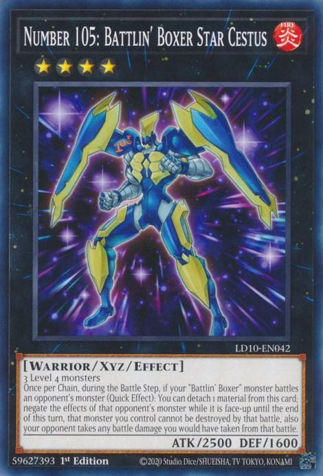 1st Edition, Common, Fire, Legendary Duelists: Soulburning Volcano, Warrior, Xyz/Effect Monster Number 105: Battlin' Boxer Star Cestus [LD10-EN042] Common - Trading Card World