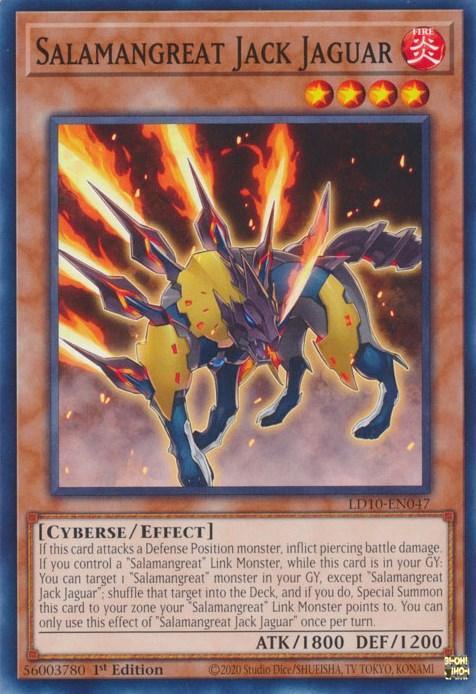 1st Edition, Common, Cyberse, Effect Monster, Fire, Legendary Duelists: Soulburning Volcano Salamangreat Jack Jaguar [LD10-EN047] Common - Trading Card World
