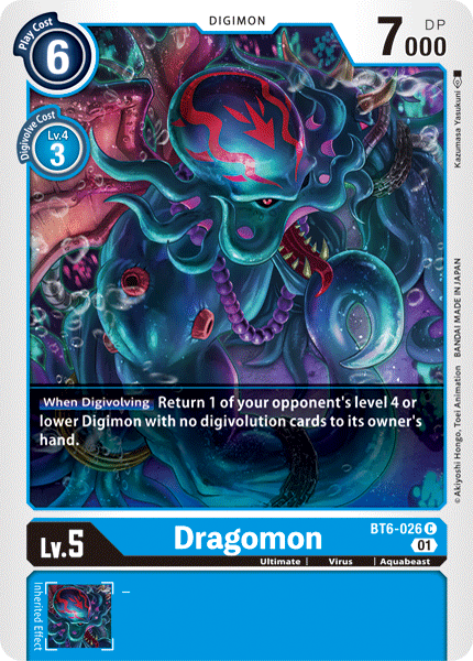 Aquabeast, Blue, BT6-026, Common, Digimon, Double Diamond, Ultimate, Virus Dragomon [BT6-026] [Double Diamond] - Trading Card World