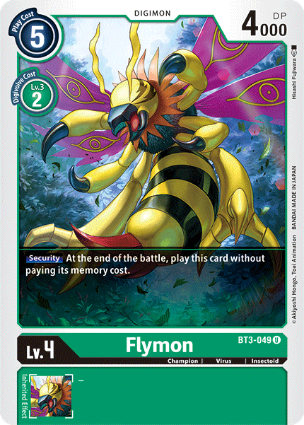 BT3-049, Champion, Digimon, Green, Insectoid, Release Special Booster Ver.1.5, Uncommon, Virus Flymon [BT3-049] [Release Special Booster Ver.1.5] - Trading Card World