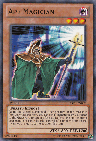 1st Edition, Abyss Rising, Beast, Common, Dark, Effect Monster, Unlimited Ape Magician [ABYR-EN092] Common - Trading Card World