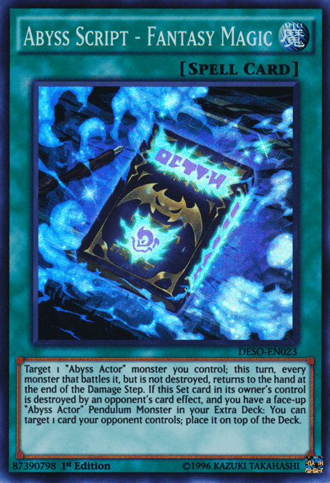 1st Edition, Destiny Soldiers, Normal Spell, Spell, Super Rare Abyss Script - Fantasy Magic [DESO-EN023] Super Rare - Trading Card World