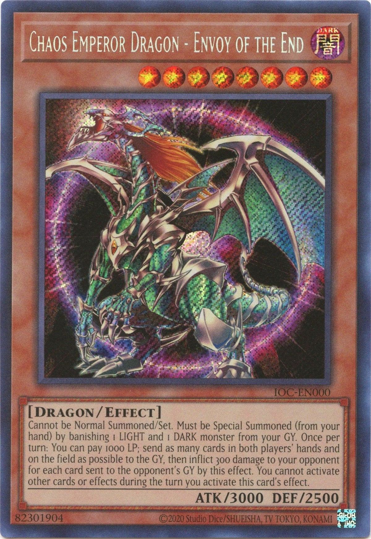 Dark, Dragon, Effect Monster, Invasion of Chaos (25th Anniversary Edition), Secret Rare, Unlimited Chaos Emperor Dragon - Envoy of the End (25th Anniversary) [IOC-EN000] Secret Rare - Trading Card World