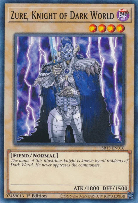 1st Edition, Common, Dark, Fiend, Normal Monster, Structure Deck: Dark World Zure, Knight of Dark World [SR13-EN016] Common - Trading Card World