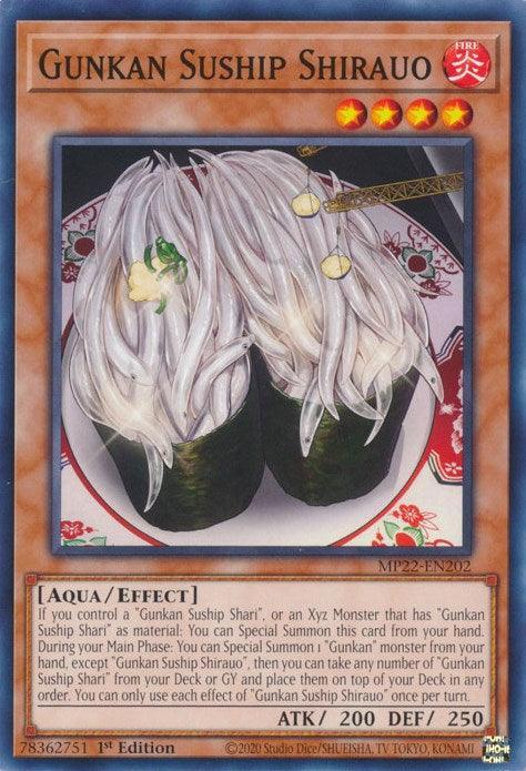 1st Edition, 2022 Tin of the Pharaoh's Gods, Aqua, Common, Effect Monster, Fire Gunkan Suship Shirauo [MP22-EN202] Common - Trading Card World
