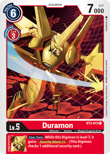 BT3-013, Common, Digimon, Red, Release Special Booster Ver.1.5, Ultimate, Vaccine, Weapon/Legend-Arms Duramon [BT3-013] [Release Special Booster Ver.1.5] - Trading Card World