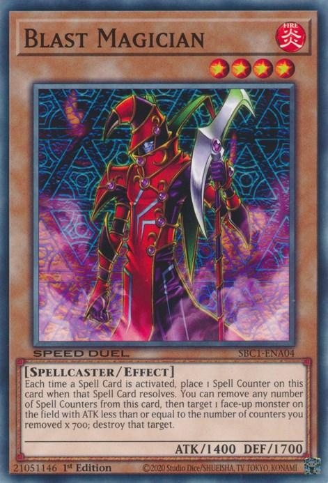 1st Edition, Common, Effect Monster, Fire, Speed Duel: Streets of Battle City, Spellcaster Blast Magician [SBC1-EN004] Common - Trading Card World