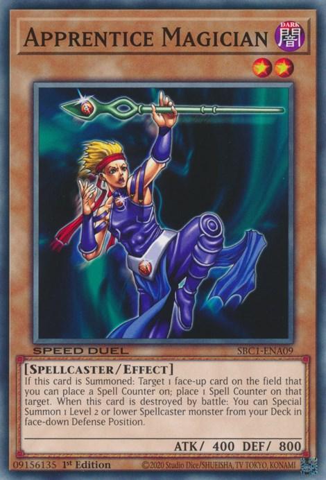 1st Edition, Common, Dark, Effect Monster, Speed Duel: Streets of Battle City, Spellcaster Apprentice Magician [SBC1-ENA09] Common - Trading Card World