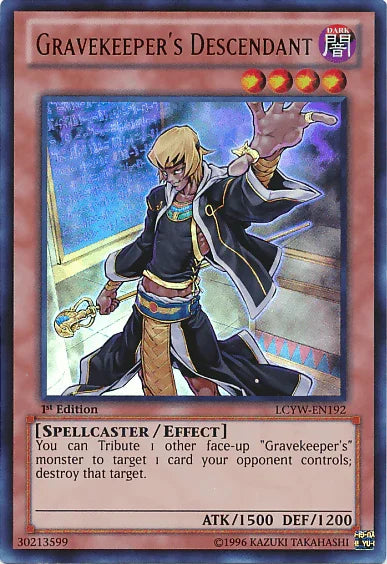 1st Edition, Dark, Effect Monster, Legendary Collection 3: Yugi's World, Spellcaster, Ultra Rare, Unlimited Gravekeeper's Descendant [LCYW-EN192] Ultra Rare - Trading Card World