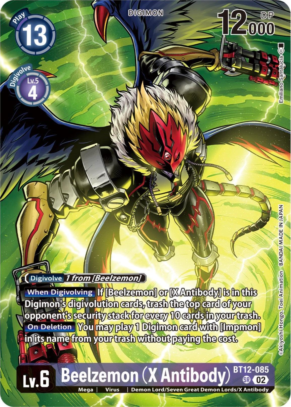 Across Time Promos, BT12-085, Demon Lord/Seven Great Demon Lords/X Antibody, Digimon, Mega, Promo, Purple, Virus Beelzemon (X Antibody) [BT12-085] (Premium Binder Set) [Across Time Promos] - Trading Card World