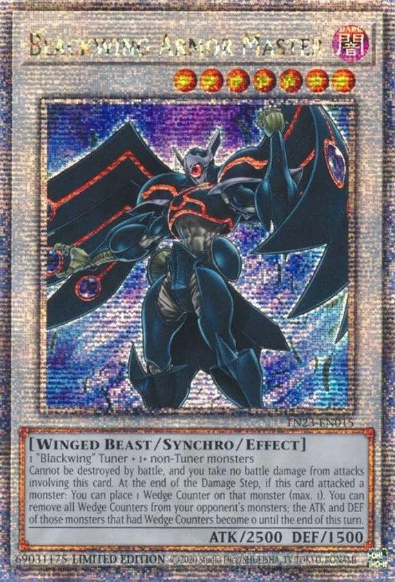 Dark, Dueling Heroes Collectors Tin (25th Anniversary Edition), Limited, Quarter Century Secret Rare, Synchro/Effect Monster, Winged Beast Blackwing Armor Master [TN23-EN015] Quarter Century Secret Rare - Trading Card World