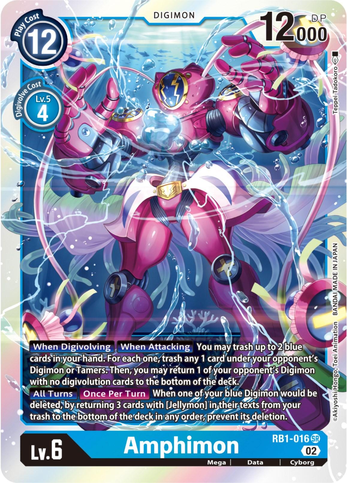 Blue, Cyborg, Data, Digimon, Mega, RB1-016, Resurgence Booster, Super Rare Amphimon [RB1-016] [Resurgence Booster] - Trading Card World