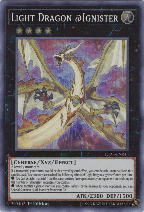 1st Edition, Cyberse, Ignition Assault, Light, Super Rare, Unlimited, Xyz/Effect Monster Light Dragon @Ignister [IGAS-EN044] Super Rare - Trading Card World