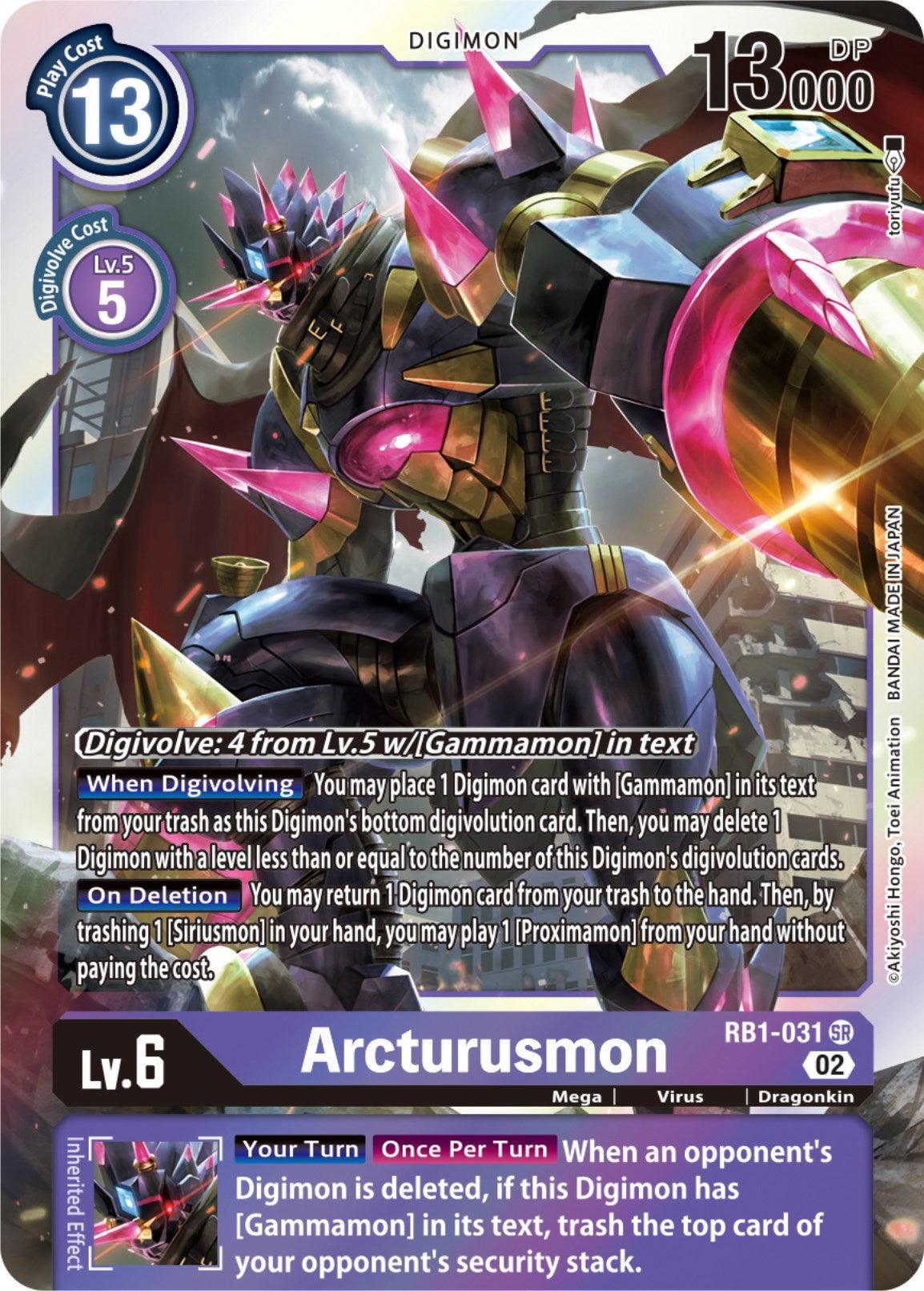 Digimon, Dragonkin, Mega, Purple, RB1-031, Resurgence Booster, Super Rare, Virus Arcturusmon [RB1-031] (Textured) [Resurgence Booster] - Trading Card World