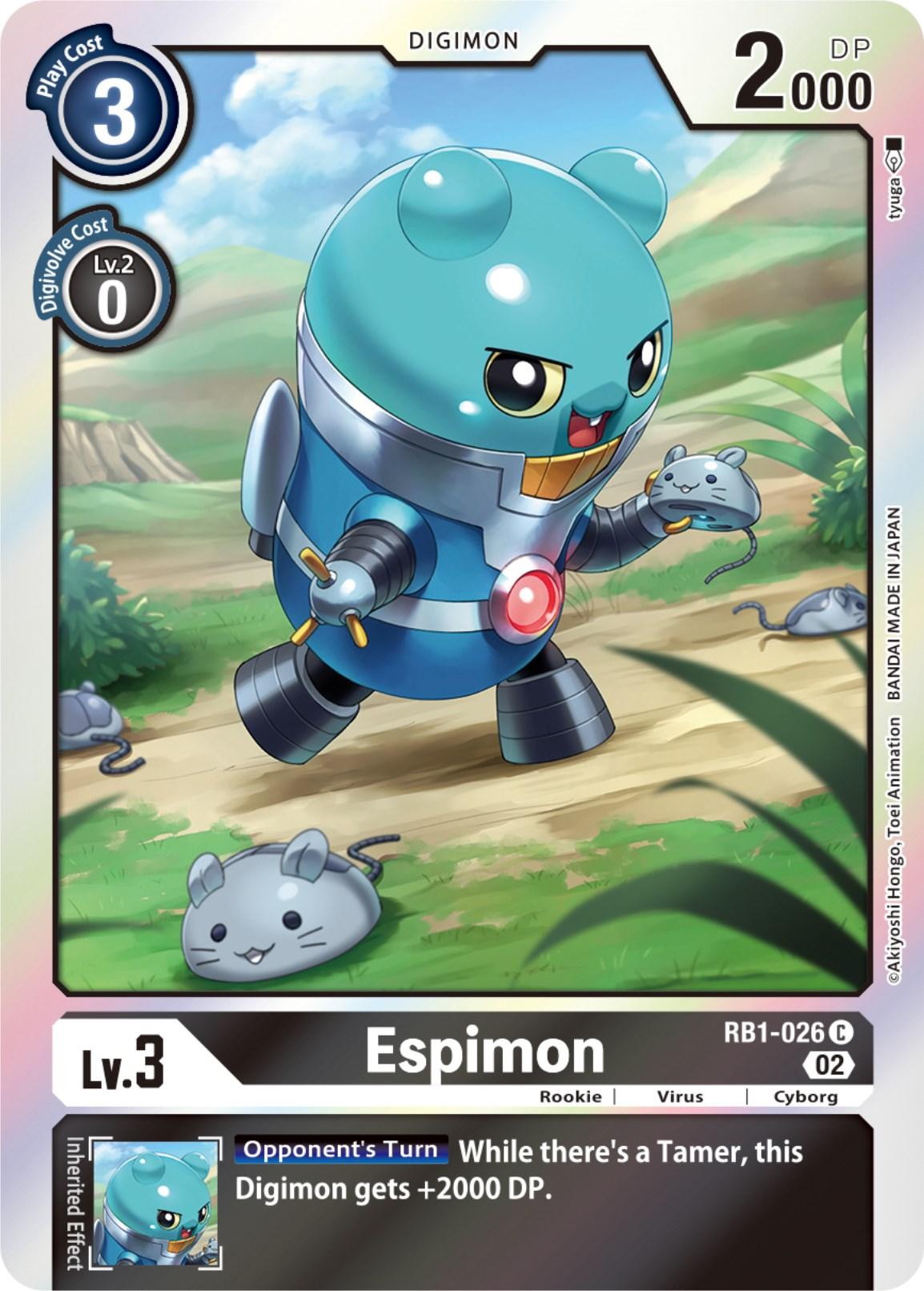 Black, Common, Cyborg, Digimon, RB1-026, Resurgence Booster, Rookie, Virus Espimon [RB1-026] [Resurgence Booster] - Trading Card World