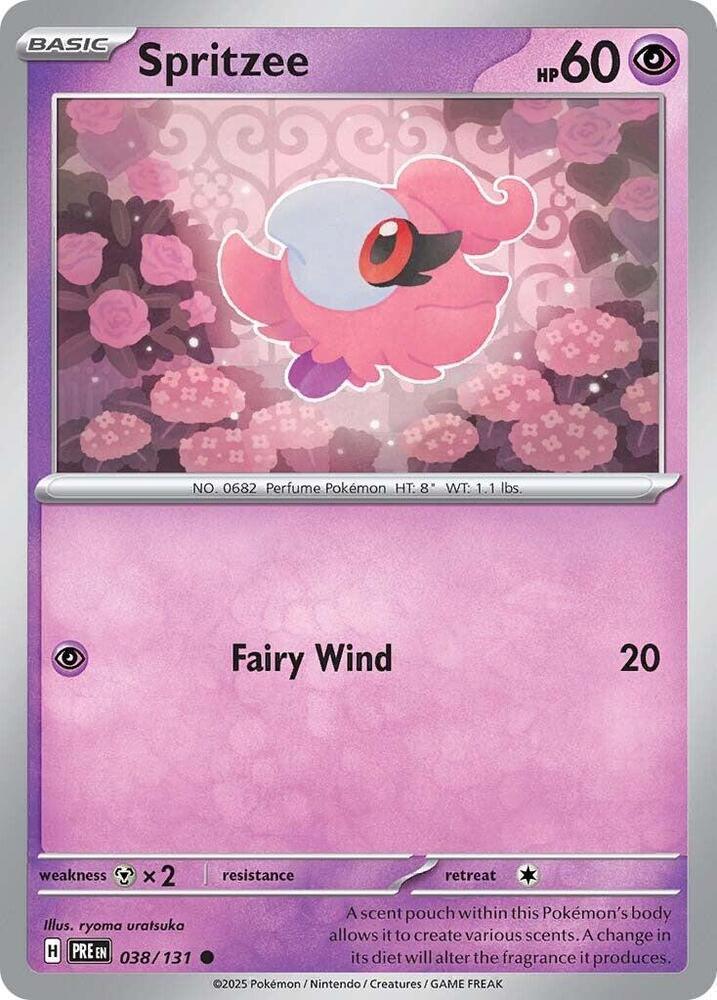 038, Common, Metal [x2], Normal, Psychic, Reverse Holofoil, Scarlet & Violet: Prismatic Evolutions Spritzee (038/131) [Scarlet & Violet: Prismatic Evolutions] - Trading Card World