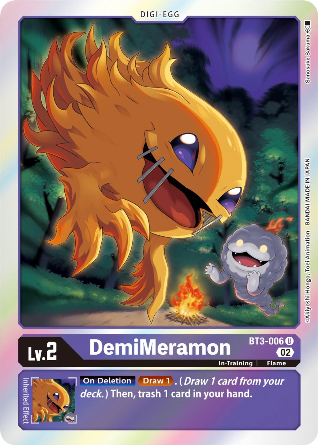 BT3-006, Digi-Egg, Flame, In-Training, Purple, Resurgence Booster, Uncommon DemiMeramon [BT3-006] (Resurgence Booster Reprint) [Resurgence Booster] - Trading Card World