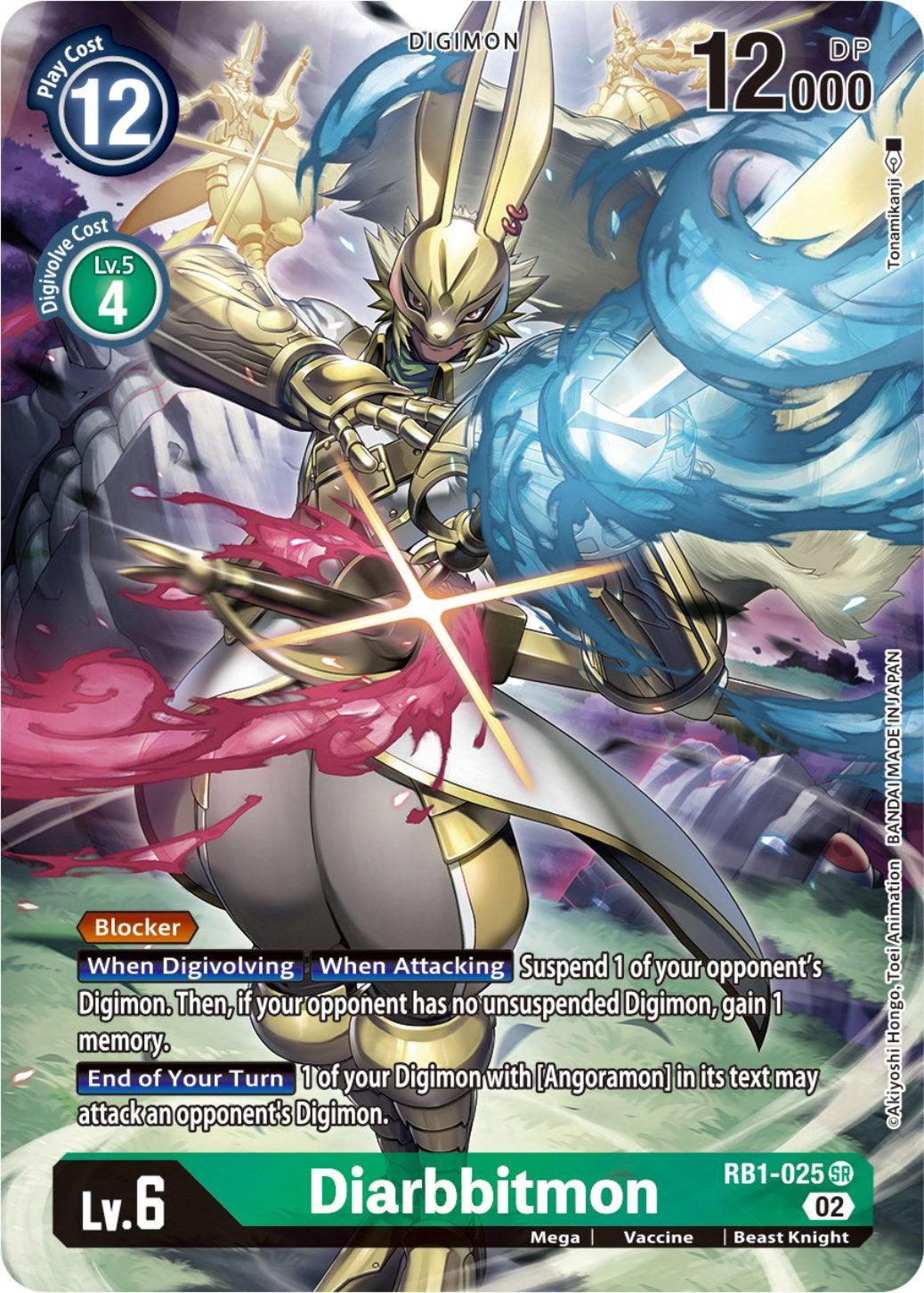Beast Knight, Digimon, Green, Mega, RB1-025, Resurgence Booster, Super Rare, Vaccine Diarbbitmon [RB1-025] (Textured Alternate Art) [Resurgence Booster] - Trading Card World