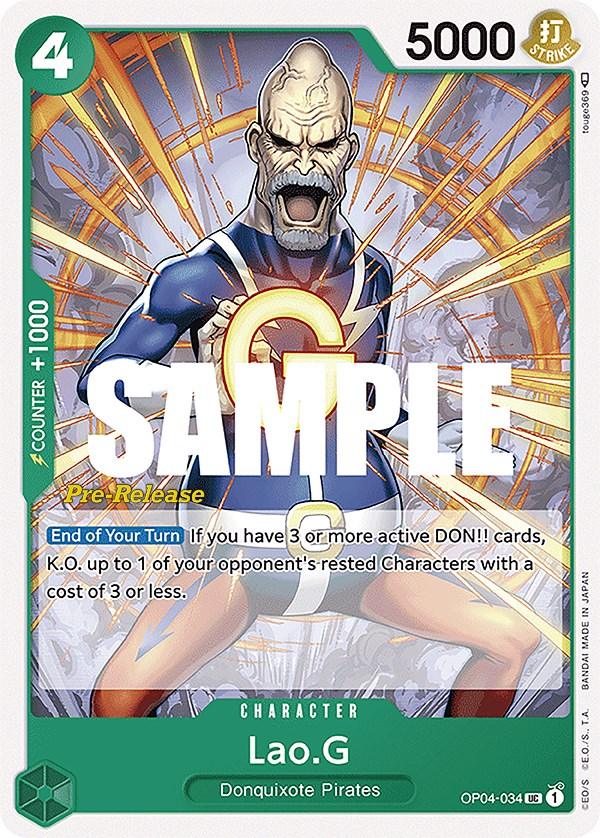 Character, Donquixote Pirates, Kingdoms of Intrigue, Kingdoms of Intrigue Pre-Release Cards, Uncommon Lao.G [Kingdoms of Intrigue Pre-Release Cards] - Trading Card World