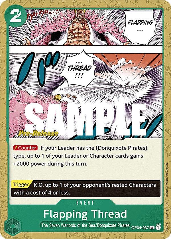 Donquixote Pirates, Event, Kingdoms of Intrigue, Kingdoms of Intrigue Pre-Release Cards, The Seven Warlords of the Sea, Uncommon Flapping Thread [Kingdoms of Intrigue Pre-Release Cards] - Trading Card World