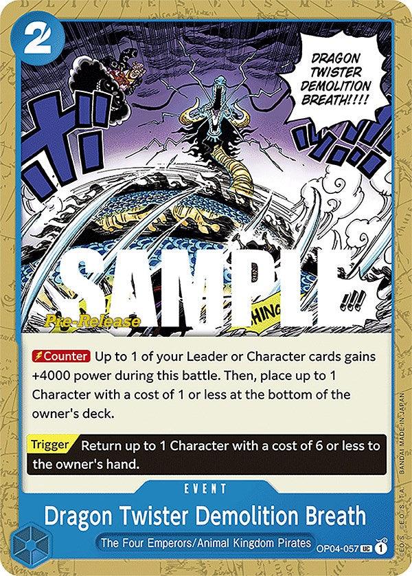 Animal Kingdom Pirates, Event, Kingdoms of Intrigue, Kingdoms of Intrigue Pre-Release Cards, The Four Emperors, Uncommon Dragon Twister Demolition Breath [Kingdoms of Intrigue Pre-Release Cards] - Trading Card World
