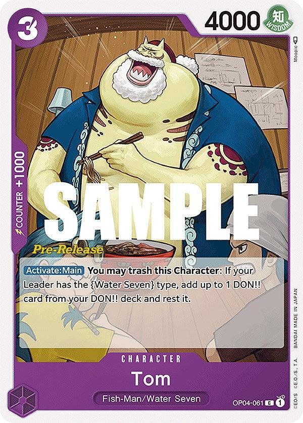 Character, Common, Fish-Man, Kingdoms of Intrigue, Kingdoms of Intrigue Pre-Release Cards, Water Seven Tom [Kingdoms of Intrigue Pre-Release Cards] - Trading Card World