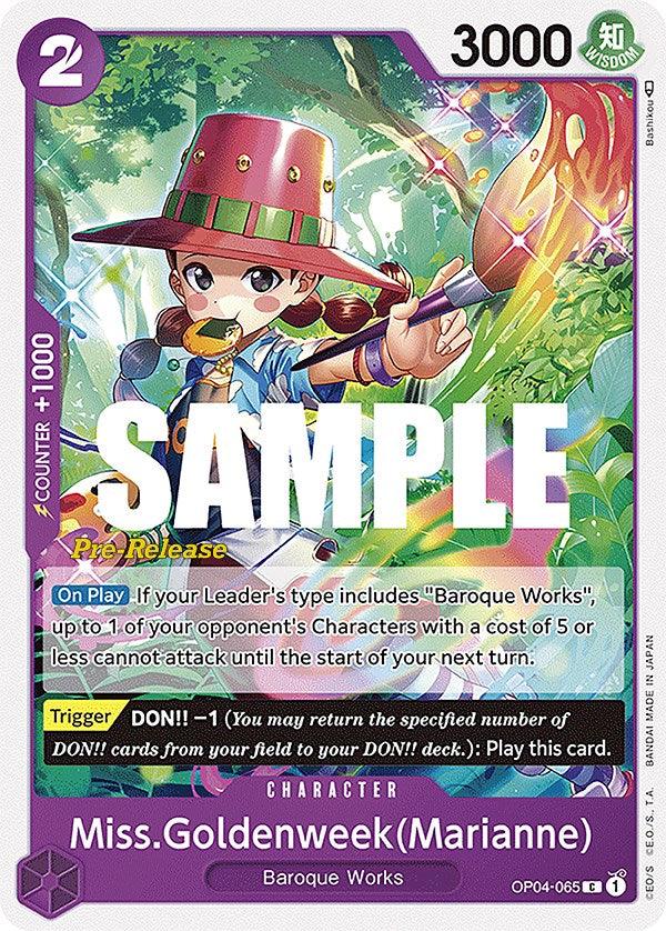 Baroque Works, Character, Common, Kingdoms of Intrigue, Kingdoms of Intrigue Pre-Release Cards Miss.Goldenweek(Marianne) [Kingdoms of Intrigue Pre-Release Cards] - Trading Card World