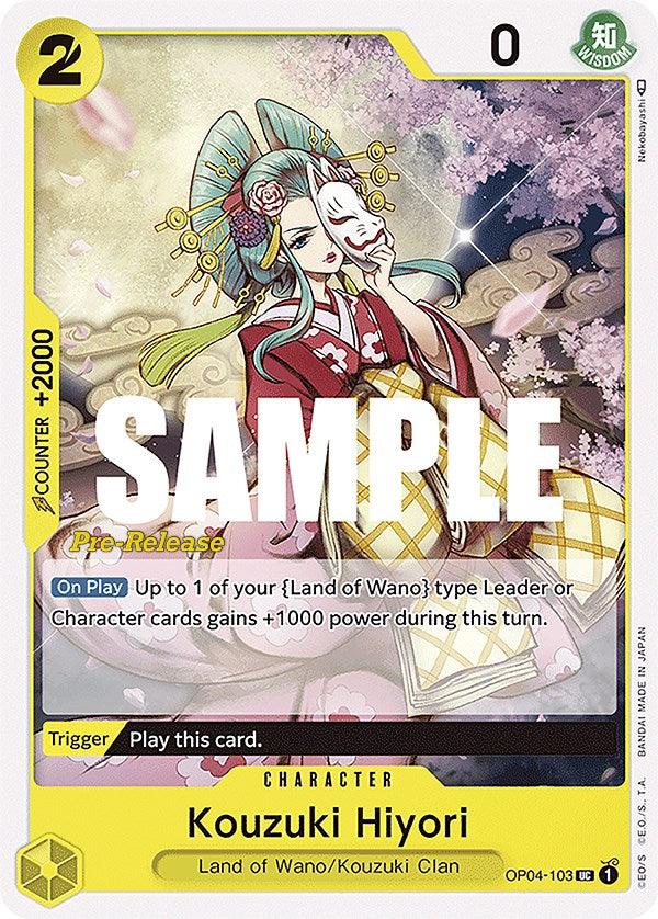 Character, Kingdoms of Intrigue, Kingdoms of Intrigue Pre-Release Cards, Kouzuki Clan, Land of Wano, Uncommon Kouzuki Hiyori [Kingdoms of Intrigue Pre-Release Cards] - Trading Card World