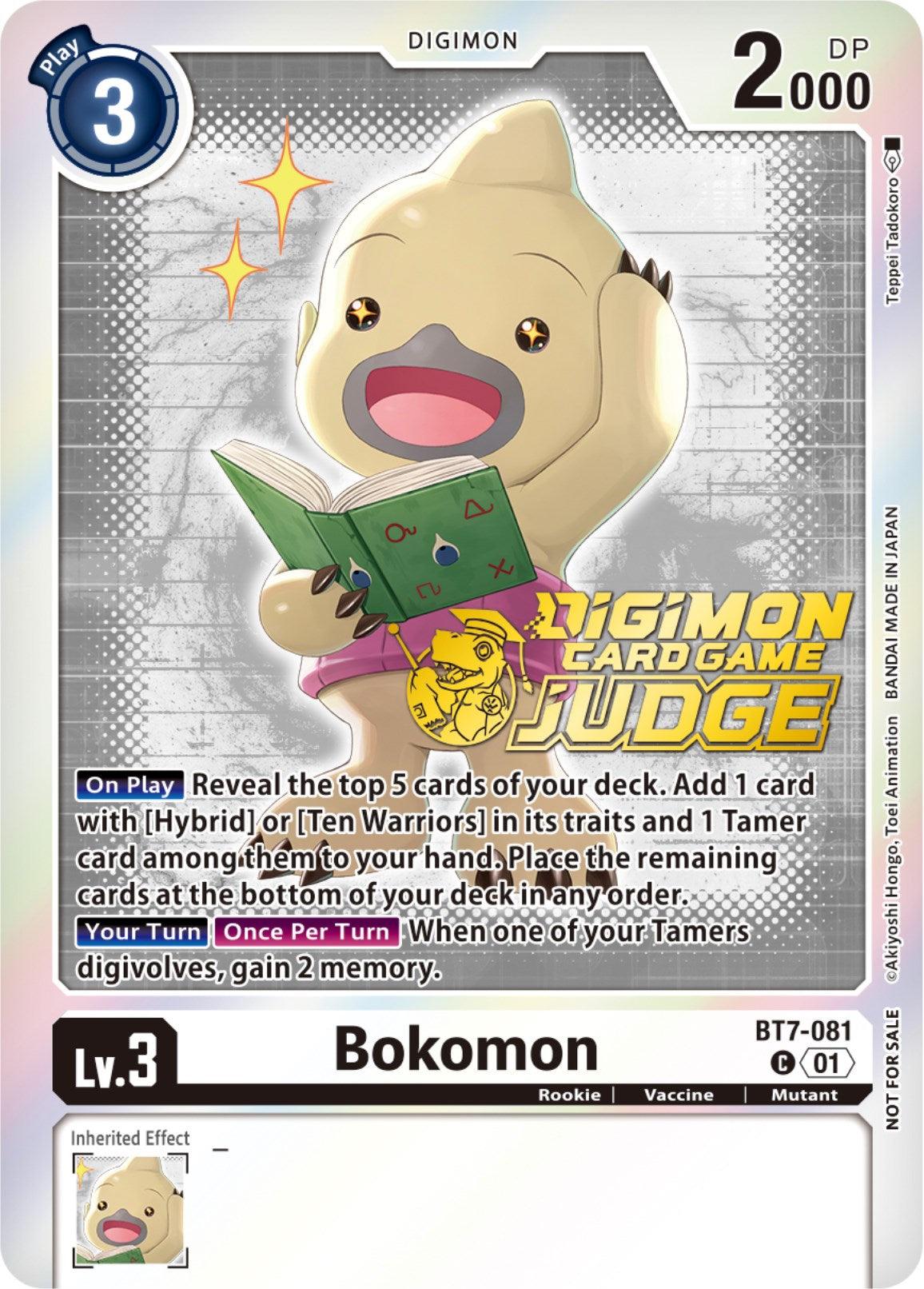 BT7-081, Digimon, Mutant, Next Adventure Promos, Promo, Rookie, Vaccine, White Bokomon [BT7-081] (Judge Pack 4) [Next Adventure Promos] - Trading Card World
