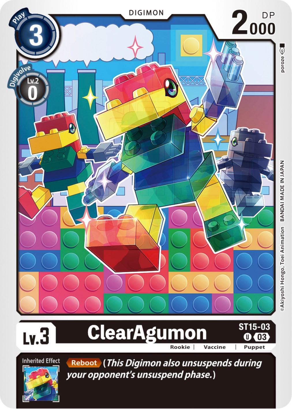 Black, Digimon, Puppet, Rookie, ST15-03, Starter Deck: Dragon of Courage, Uncommon, Vaccine ClearAgumon [ST15-03] [Starter Deck: Dragon of Courage] - Trading Card World