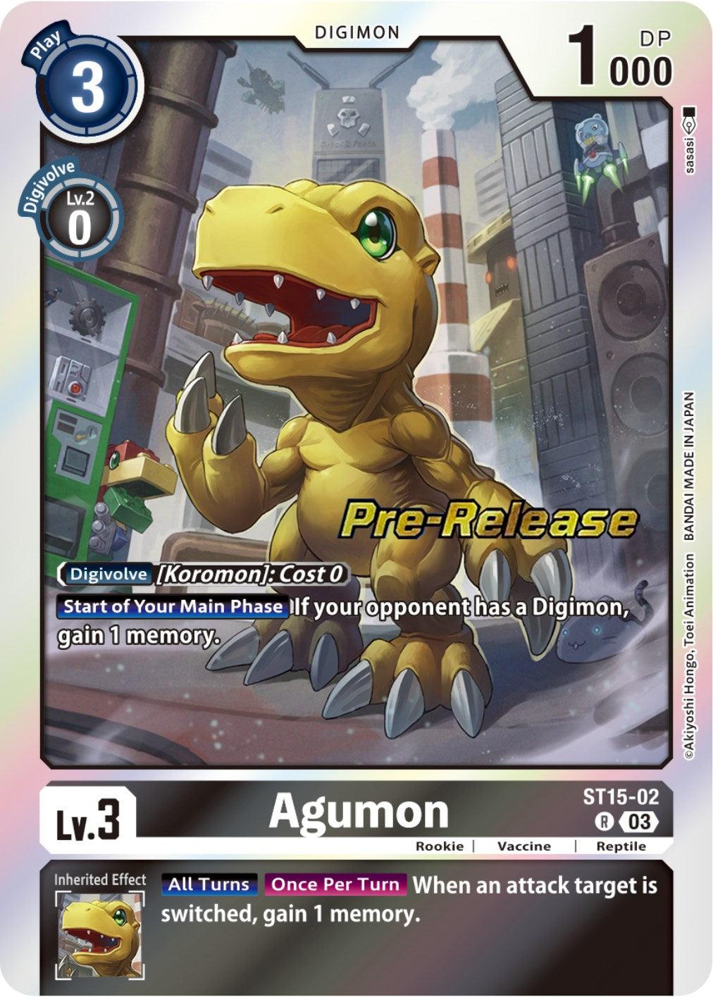 Black, Digimon, Rare, Reptile, Rookie, ST15-02, Starter Deck: Dragon of Courage Pre-Release Cards, Vaccine Agumon [ST15-02] [Starter Deck: Dragon of Courage Pre-Release Cards] - Trading Card World