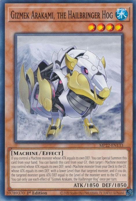 1st Edition, 2022 Tin of the Pharaoh's Gods, Common, Effect Monster, Machine, Water Gizmek Arakami, the Hailbringer Hog [MP22-EN133] Common - Trading Card World