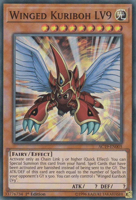 1st Edition, Advent Calendar 2019, Effect Monster, Fairy, Light, Super Rare Winged Kuriboh LV9 [AC19-EN005] Super Rare - Trading Card World