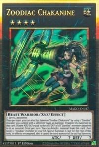 1st Edition, Beast Warrior, Earth, Gold Rare, Maximum Gold, Xyz/ Effect Monster Zoodiac Chakanine [MAGO-EN037] Gold Rare - Trading Card World
