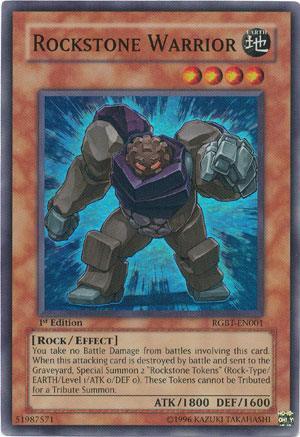 1st Edition, Earth, Effect Monster, Raging Battle, Rock, Super Rare, Unlimited Rockstone Warrior [RGBT-EN001] Super Rare - Trading Card World